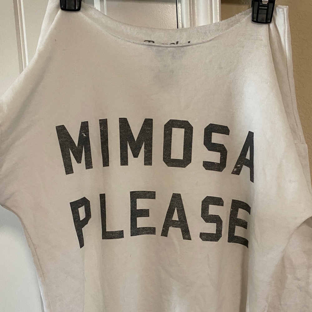 Sz S-Recycled Karma- White “Mimosa Please” long sleeve